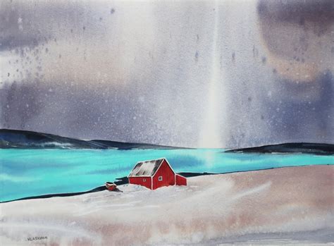 Iceland In Winter Mixed Media Painting By Alla Vlaskina Artfinder