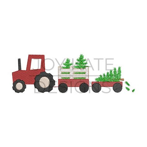 Easter Farm Tractor Sketch Embroidery Design Joy Kate Designs