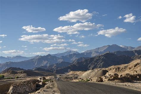 Scenic View Of Mountain Road With Majestic Mountains Stock Image