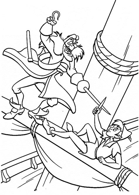 Captain Hook Fighting With Peter Pan Coloring Page Free Printable
