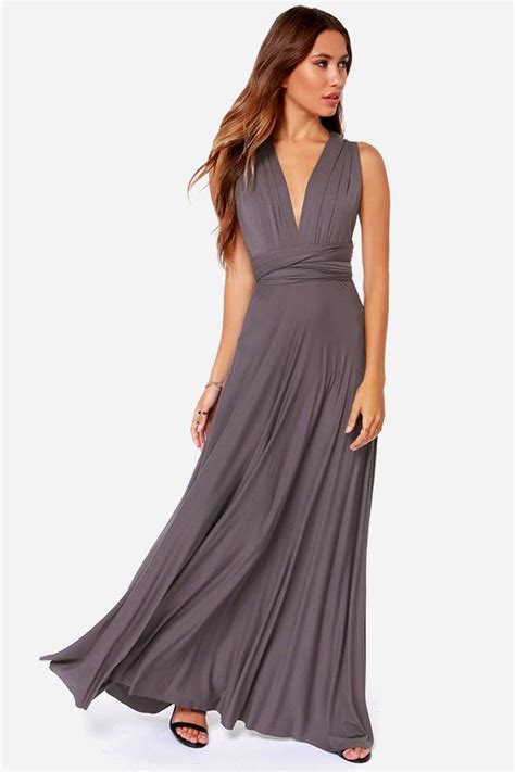 Anna Rose Lulus Exclusive Tricks Of The Trade Grey Maxi Dress At
