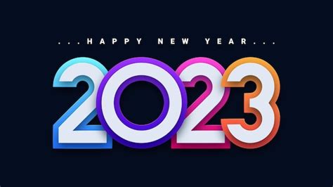 Premium Vector Happy New Year 2023 Greeting Card With Colorful 3d Design