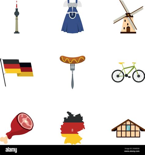 Germany Elements Icons Set Flat Style Stock Vector Image And Art Alamy