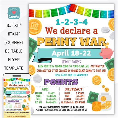 Penny Wars Fundraiser Event Flyer Fundraiser Flyer Pta Fundraising