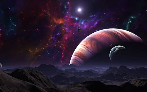 Landscape Planet Fantasy Art Artwork Stars Space Nebula