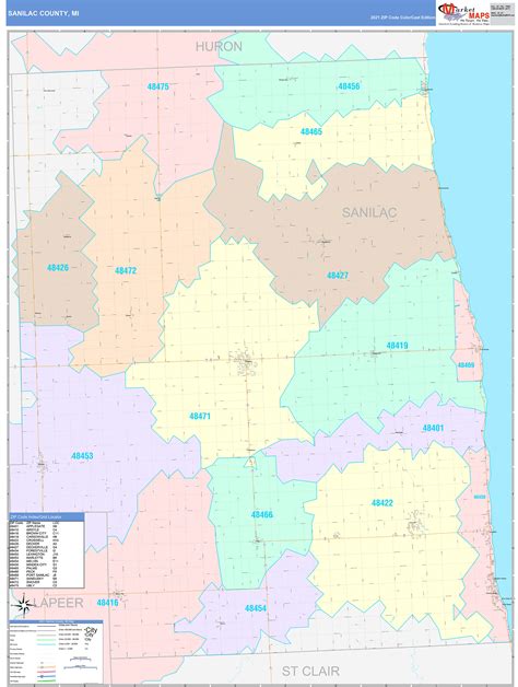 Sanilac County Mi Wall Map Color Cast Style By Marketmaps Mapsales