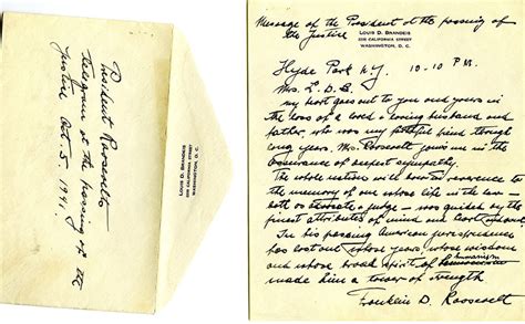 Letter From President Franklin D Roosevelt To Alice G Brandeis On October 6 1941 Legacy