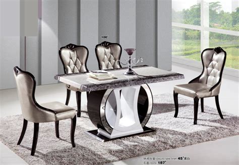 Minimalist Fashion Style Cheap Square Glassmarble Top Dining Room