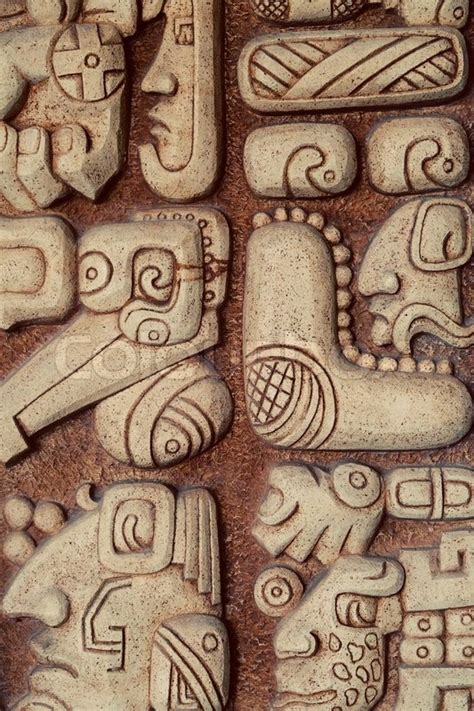 Mayan Hieroglyphs Detail Stock Image Colourbox