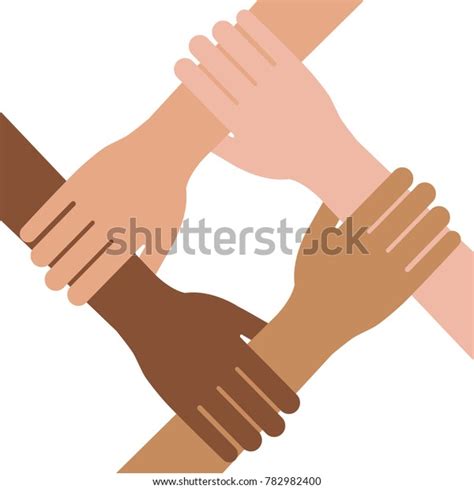 Four Joined Hands Embrace Stock Vector Royalty Free 782982400