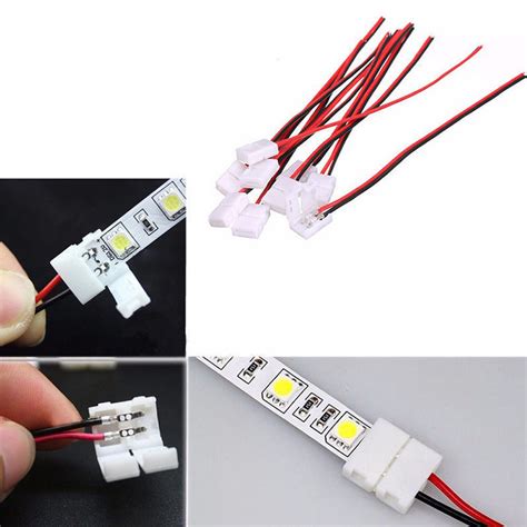 10x Led Strip Light Connector Smd 3528 2835 Double 2 Wire 8mm Pcb Board