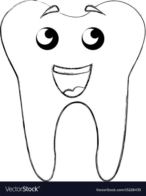 Sketch Draw Tooth Cartoon Royalty Free Vector Image