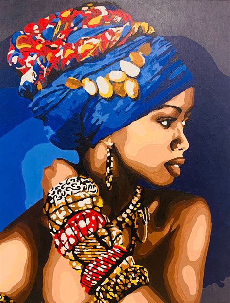 African American Woman Painting Original Art Canvas Art Black Etsy