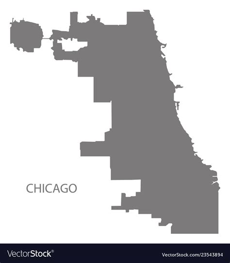Chicago City Map Grey Silhouette Shape Royalty Free Vector