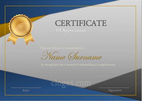 Formal Design Certificate Of Appreciation Template Word