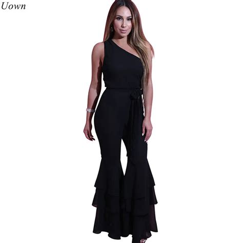 Buy Women Sexy One Shoulder Flared Jumpsuits Lady