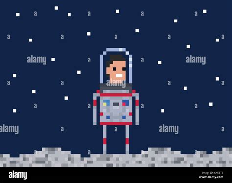 Astronaut Pixel Game Style Illustration Cosmonaut Vector Pixel Art