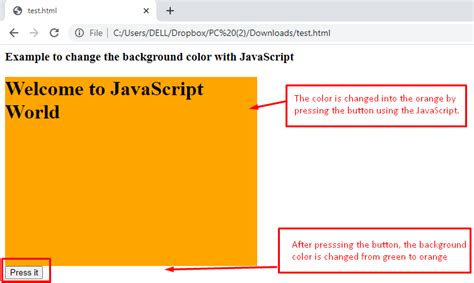 How To Change The Background Color After Clicking The Button In Javascript