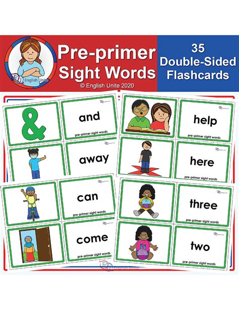 English Unite Flashcards Sight Words Pre Primer
