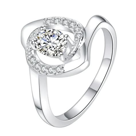 Fashion Shiny Zircon Wholesale 925 Jewelry Silver Plated Ring Fashion
