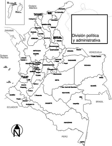 Mapa Politico De Colombia Blanco Y Negro