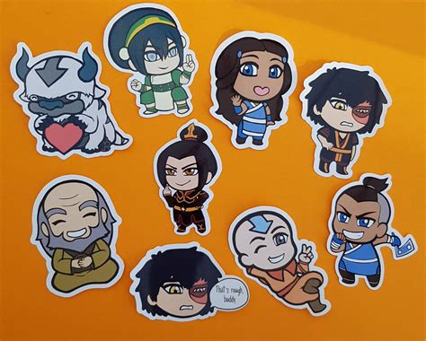 Atla Avatar The Last Airbender Cute Chibi Stickers Characters Etsy