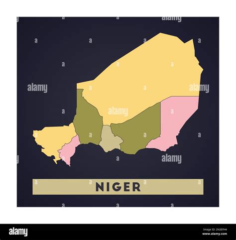 Niger Map Country Poster With Regions Shape Of Niger With Country