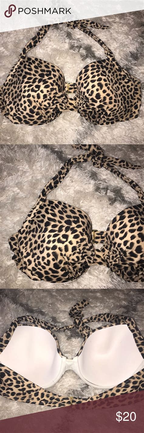 Victoria Secret Bathing Suit Top Never Worn 34dd Cheetah Top Clip Back