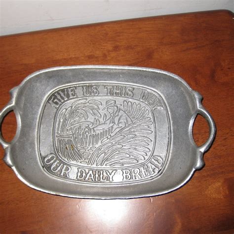 pewter tray give us this day our daily bread etsy