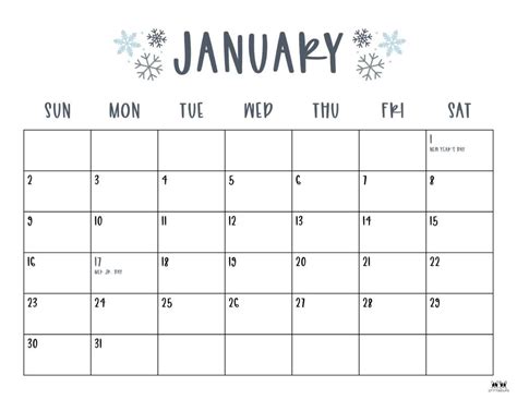 Printable January 2022 Calendar Style 10 Printable Calendar Pages