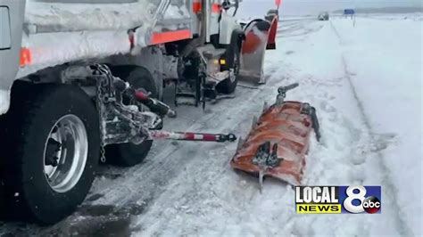 Snow Plow Hit By Passing Driver Youtube