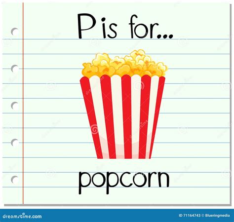 Flashcard Letter P Is For Popcorn Stock Vector Illustration Of