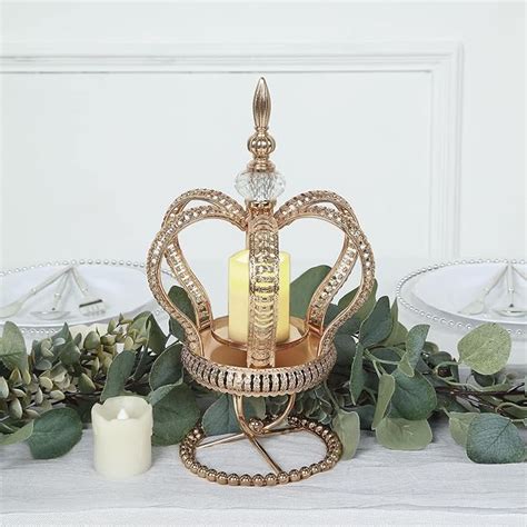 Efavormart 13 Gold Metal Crown Spiral Pillar Candle Holder