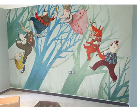 3d Cartoon Murals Trees Wallpaper Doll Photo Animal Mural For Kids