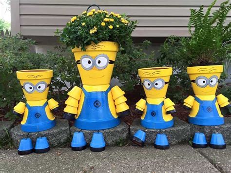 Minion Flower Pot People Clay Pot Projects Clay Pot Crafts Diy Clay