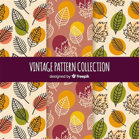 Premium Vector Set Of Autumn Patterns Vintage Style