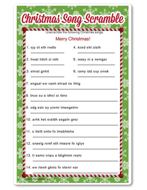 Christmas Song Scramble Candy Cane Bliss Christmas Dinner Party