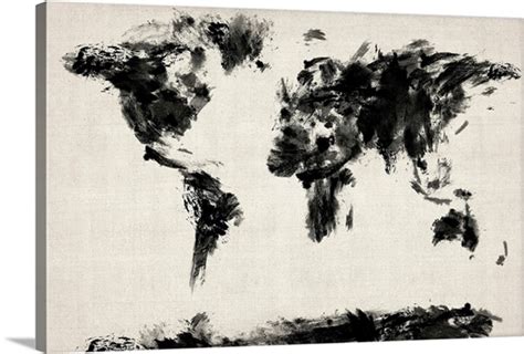 Abstract Black And White World Map Wall Art Canvas Prints Framed