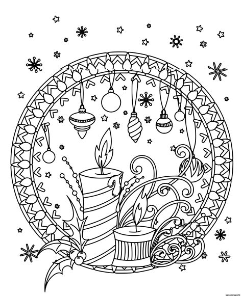 Coloriage Bougie Et Decorations De Noel Mandala Dessin Mandala De Noel