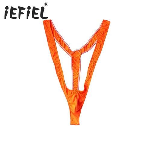 Buy Iefiel Mens Lingerie Sexy Fluoro Stretch Open Thong Seamless Swimwear