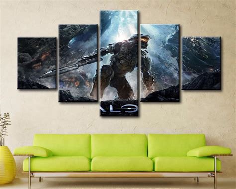 5 Pieces Game Poster Halo 4 Canvas Painting Decoration Wall Art Home