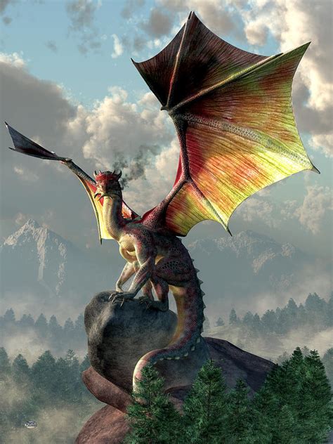 Yellow Winged Dragon Digital Art By Daniel Eskridge