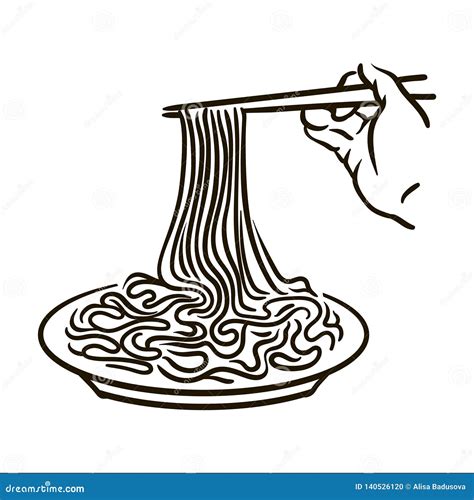 vector noodles simple sketch illustration on white background stock vector illustration of