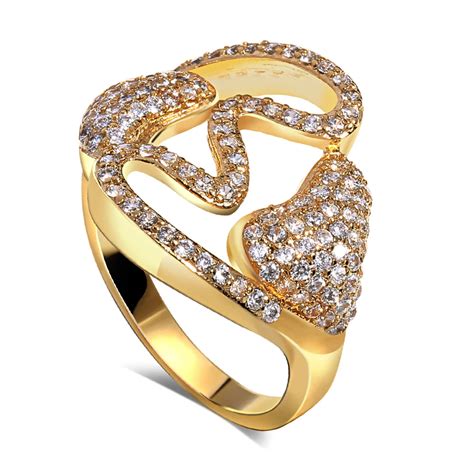 Double Heart Ring Setting Cubic Zircon Rings Designer Rings South West