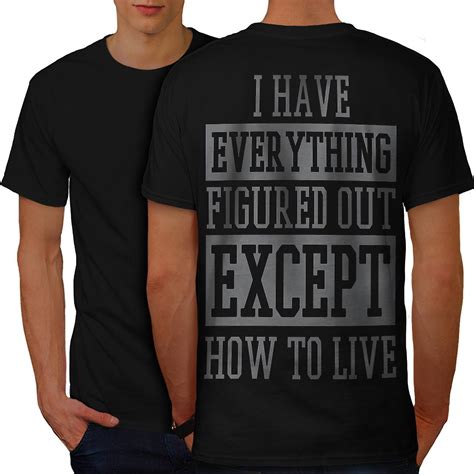 How To Live Joke Funy Men Blackt Shirt Back Wellcoda Fruugo Uk