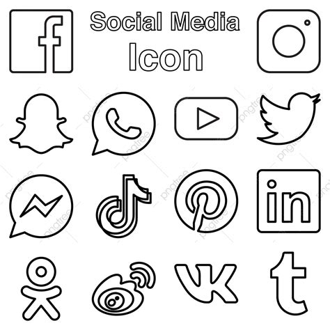 Social Media Logo Icon Set In Line Style Vector Illustration Facebook