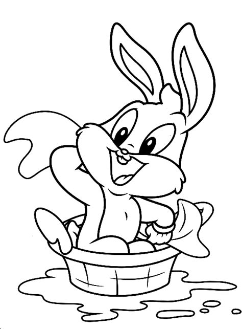Disegno Di Baby Bugs Bunny Che Si Lava Nella Tinozza Baby Looney Tunes