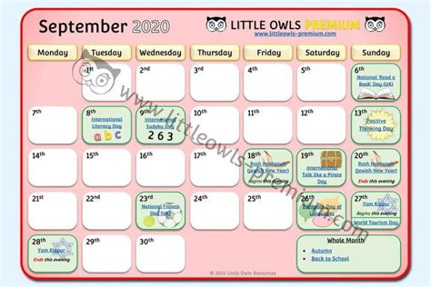 Free September Special Dates Calendar Useful Planning Toolfull Year