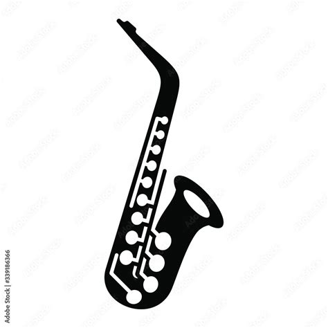 Saxophone Logotype Music Instrument Icon Sax Symbol Flat Vector And