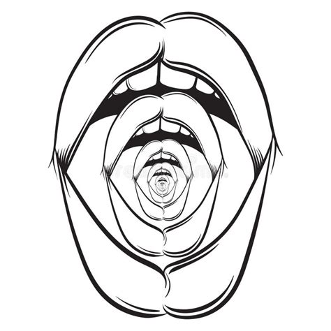 Vector Illustration Of Weird Open Screaming Mouth Stock Vector